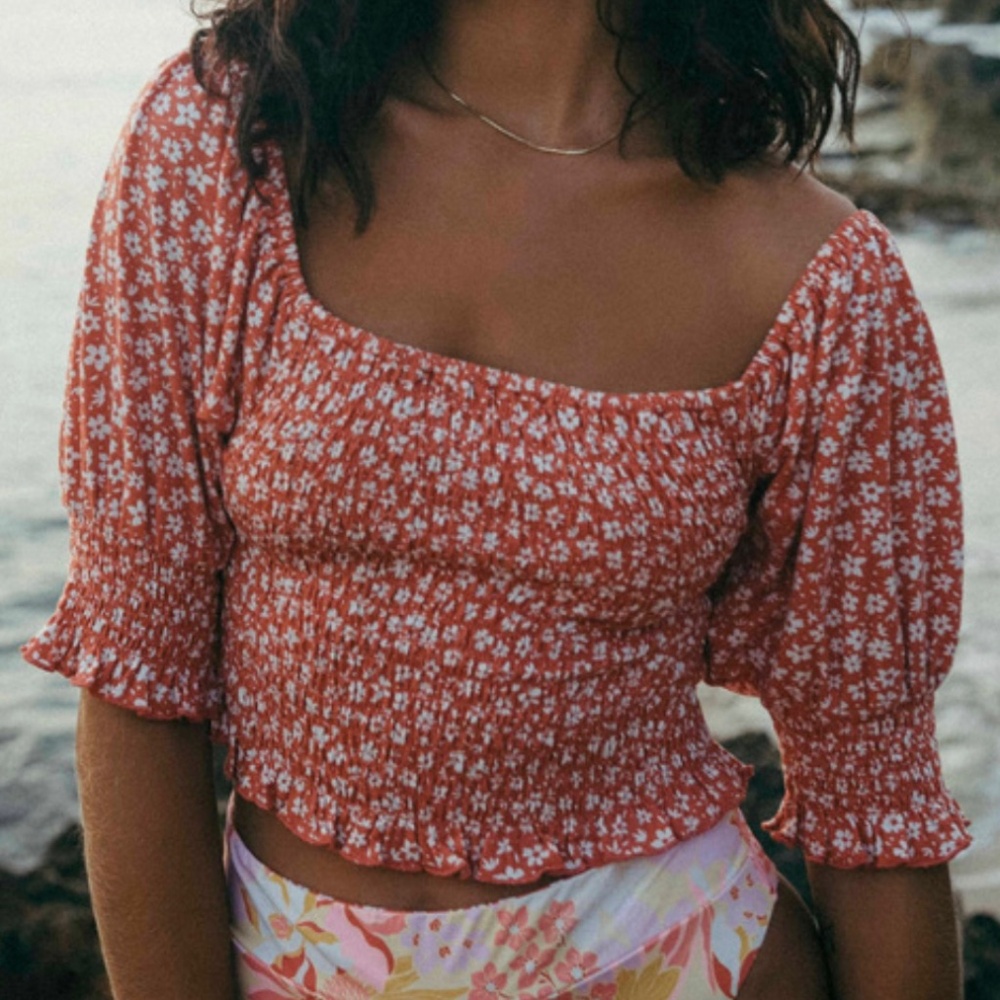 Billabong Coastal Sands Puff Sleeve Top
